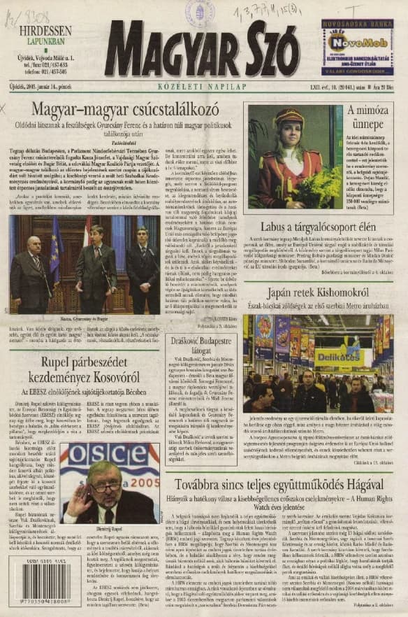 Magyar Szó, 62. évf. 2005. január 14. 10. sz. 1–20. oldal