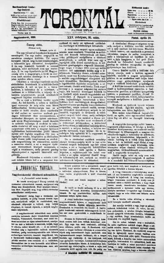 Torontál, 25. évf. 1896. április 24. 95. sz.