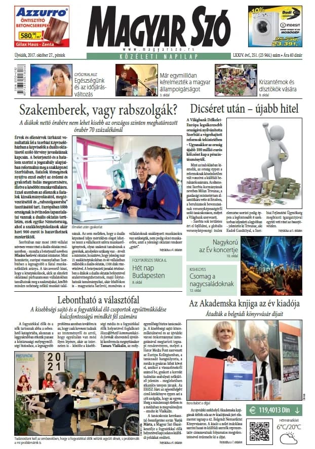 Magyar Szó, 74. évf. 2017. október 27. 251. sz. 1–16. oldal