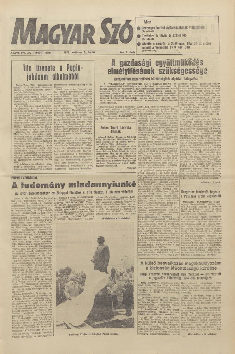 Magyar Szó, 36. évf. 1979. október 8. 277. sz. 1–16. oldal