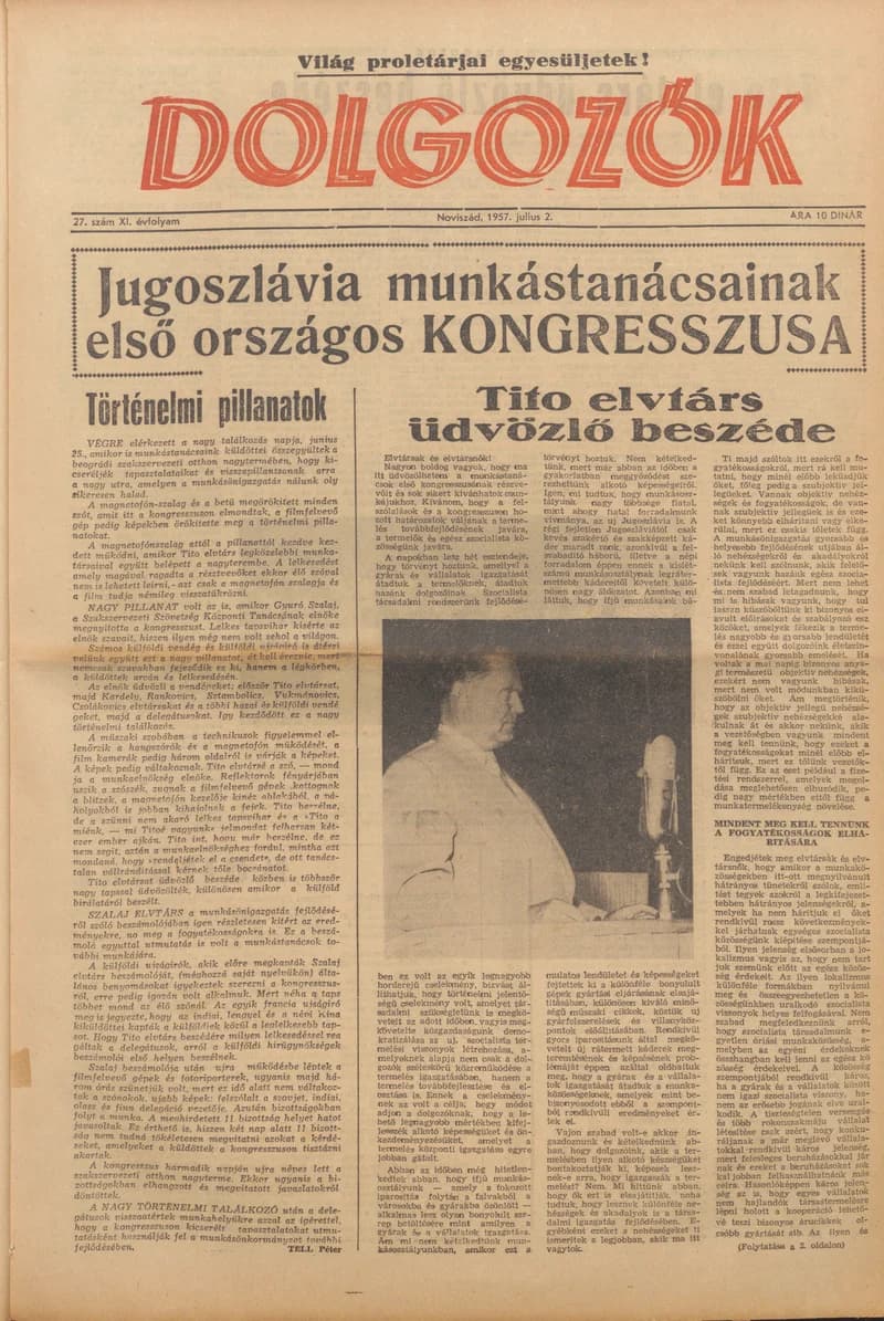 Dolgozók, 11. évf. 1957. július 2. 27. sz.