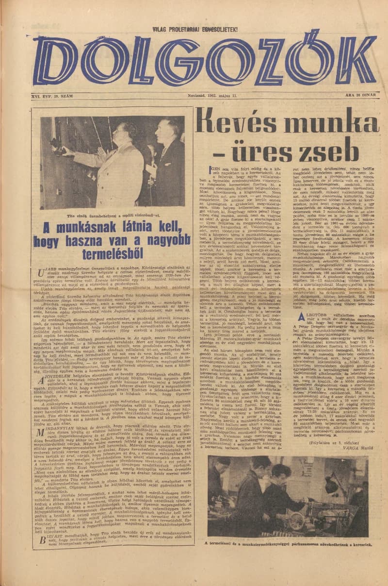 Dolgozók, 16. évf. 1962. május 11. 19. sz.