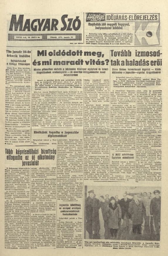 Magyar Szó, 31. évf. 1974. január 18. 16. sz. 1–16. oldal