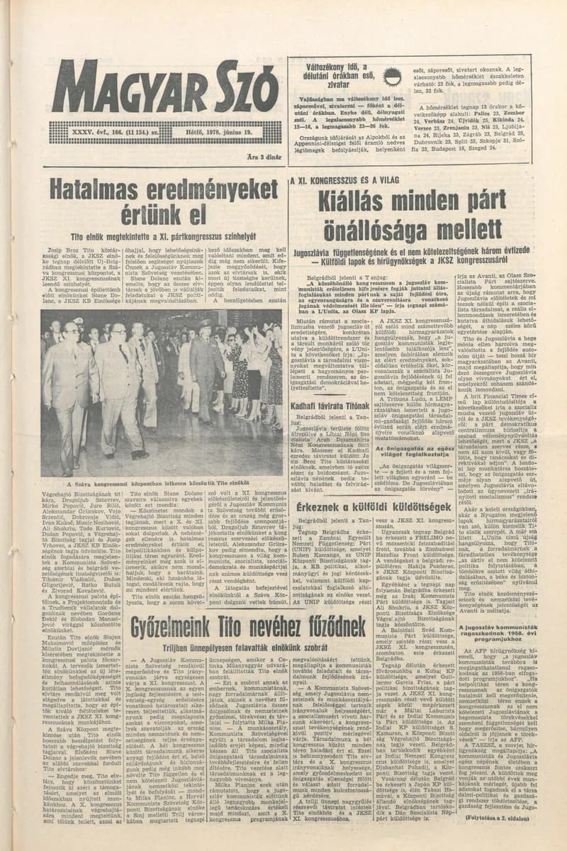 Magyar Szó, 35. évf. 1978. június 19. 166. sz. 1–8. oldal