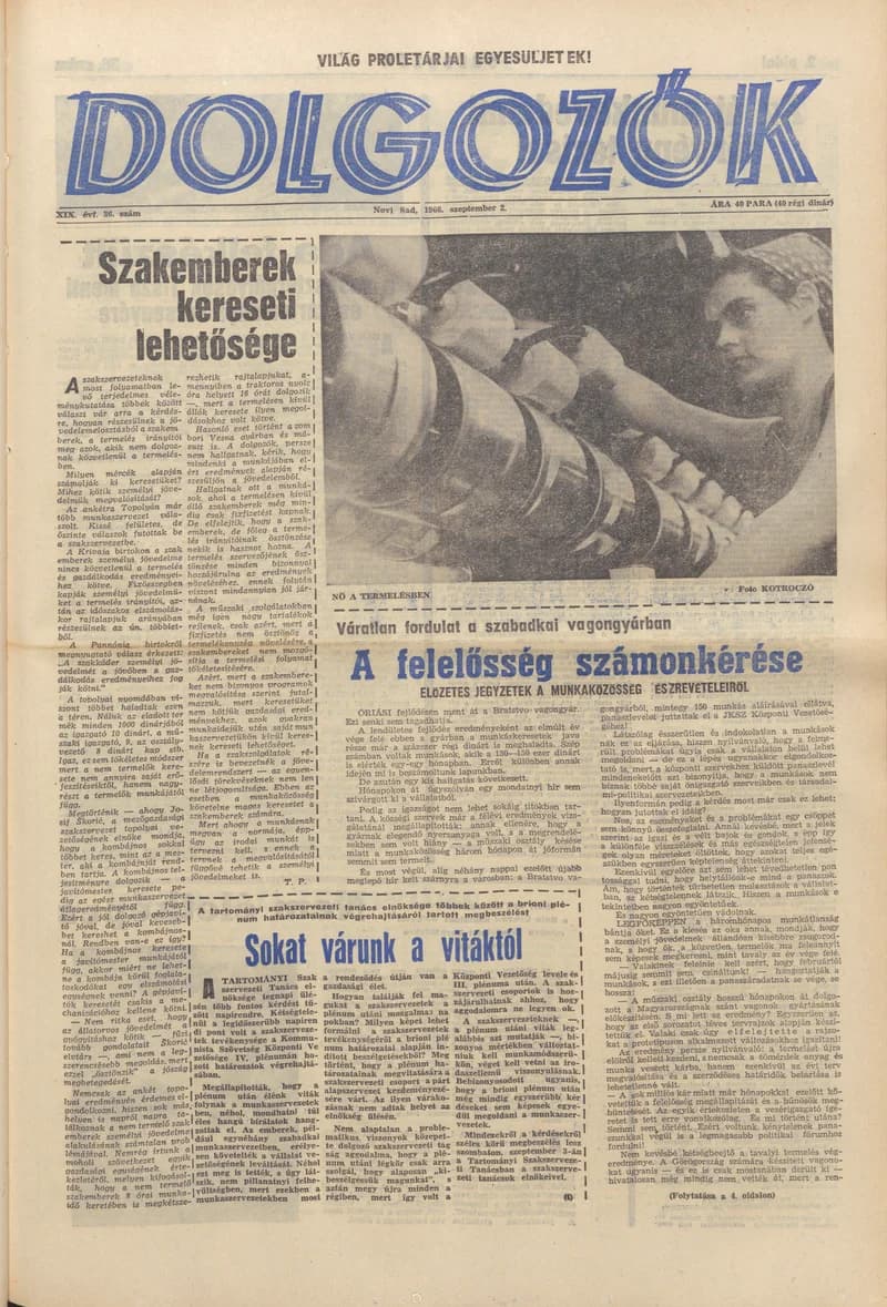 Dolgozók, 20. évf. 1966. szeptember 2. 36. sz.