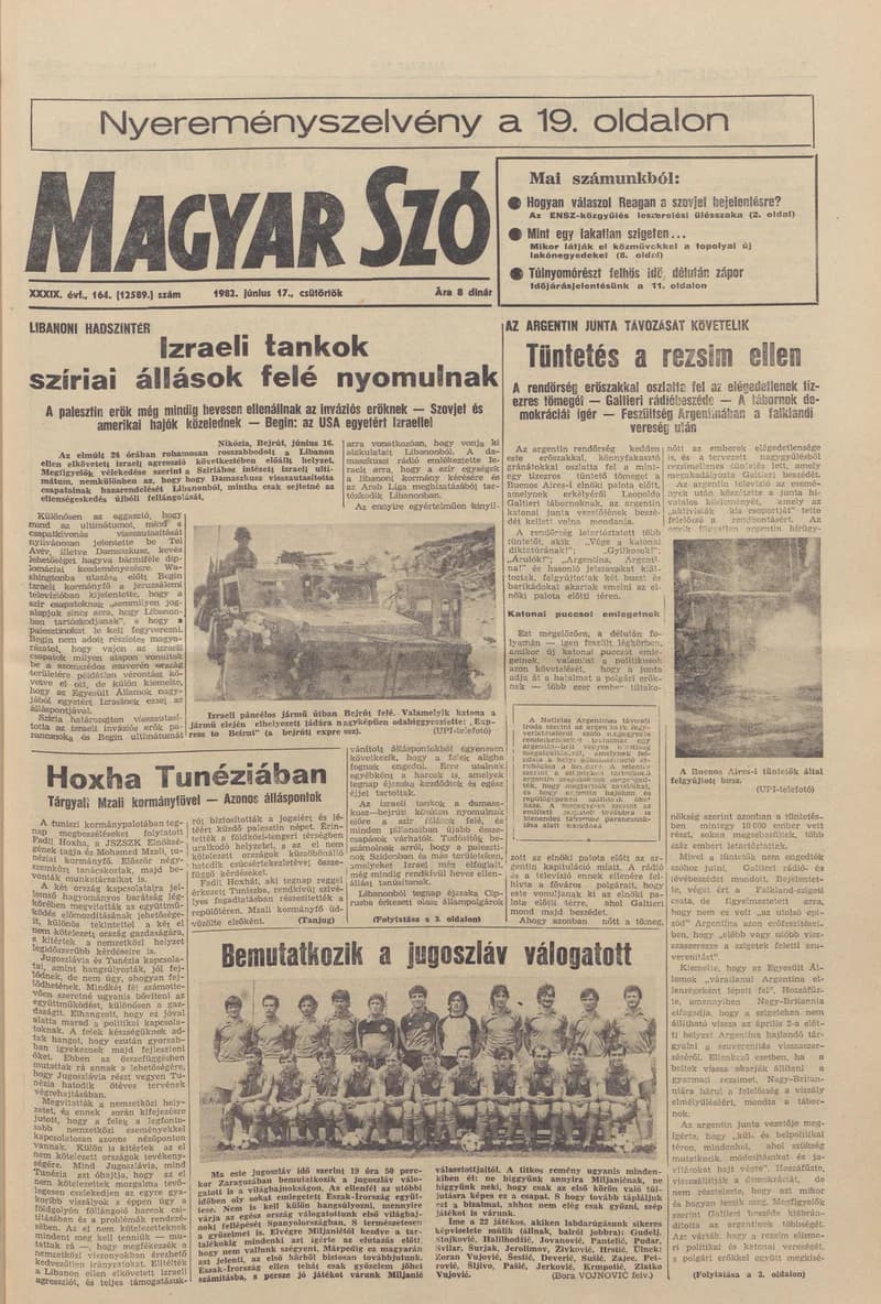 Magyar Szó, 39. évf. 1982. június 17. 164. sz. 1–24. oldal