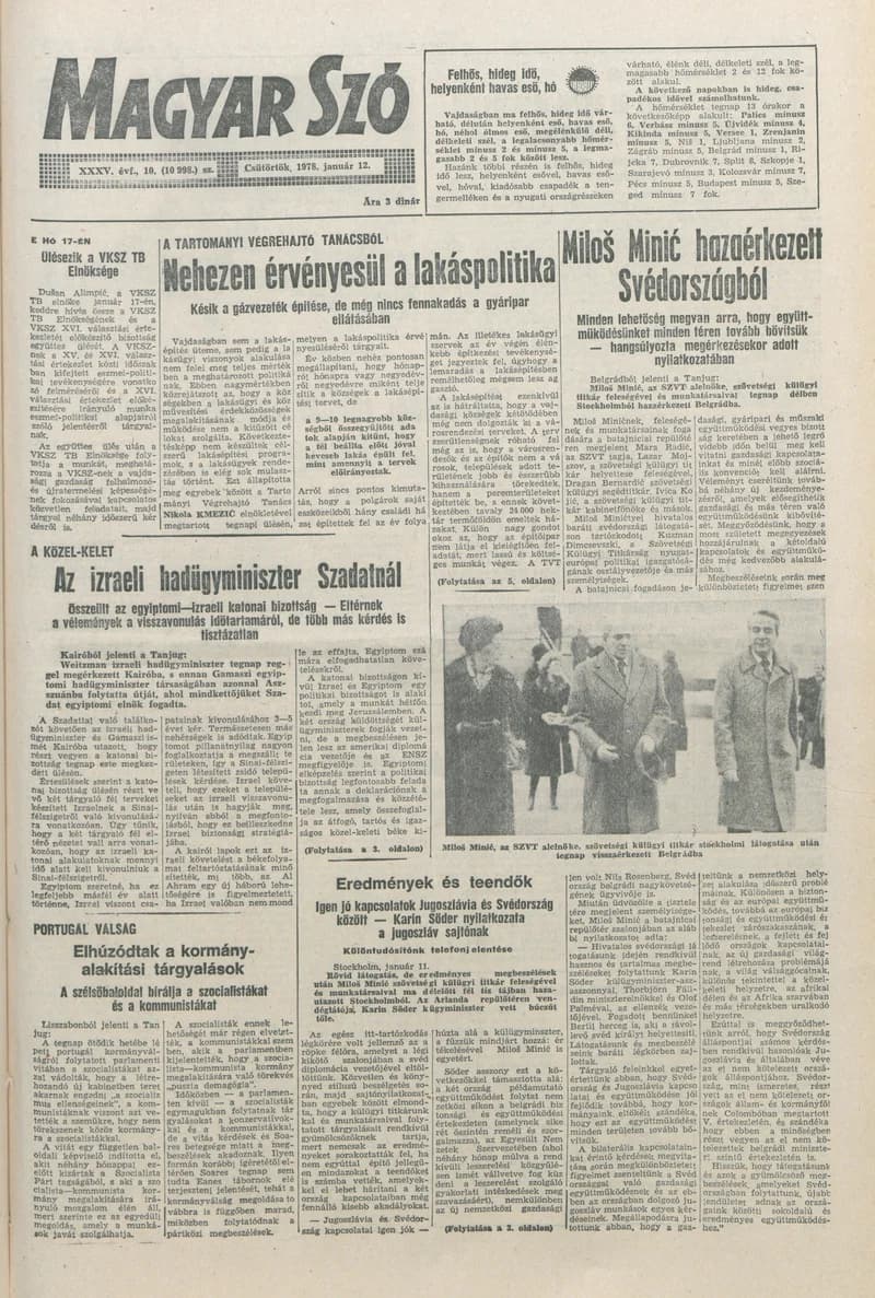 Magyar Szó, 35. évf. 1978. január 12. 10. sz. 1–20. oldal