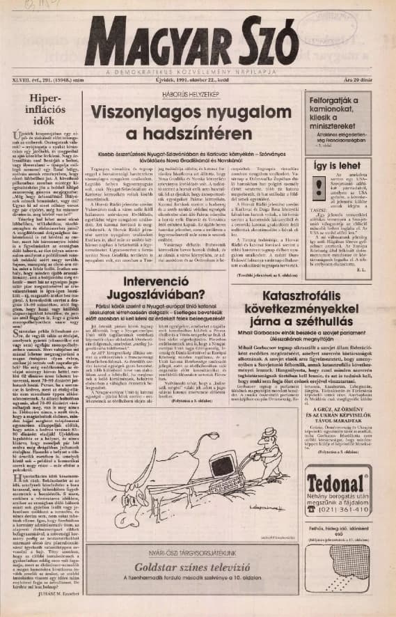 Magyar Szó, 48. évf. 1991. október 22. 291. sz. 1–20. oldal