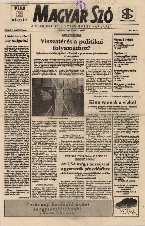 Magyar Szó, 52. évf. 1995. június 23. 143. sz. 1–16. oldal