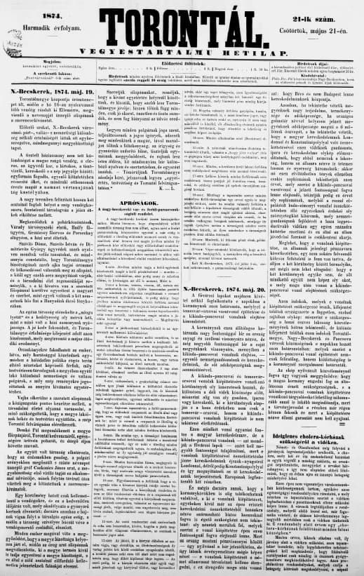 Torontál, 3. évf. 1874. május 21. 21. sz.