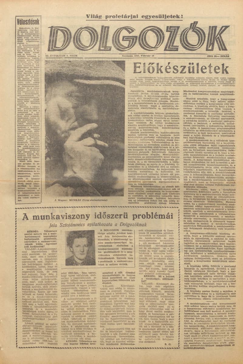 Dolgozók, 11. évf. 1957. február 19. 8. sz.