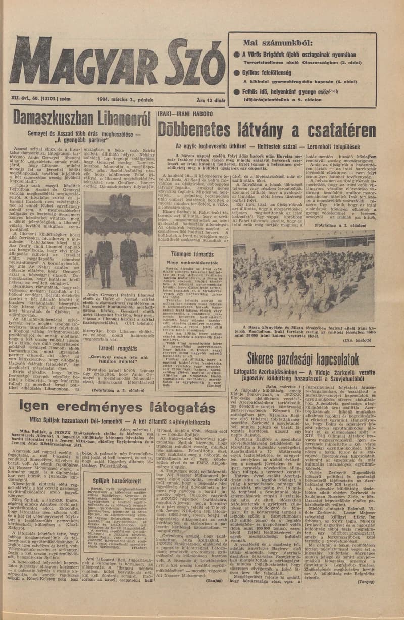 Magyar Szó, 41. évf. 1984. március 2. 60. sz. 1–20. oldal