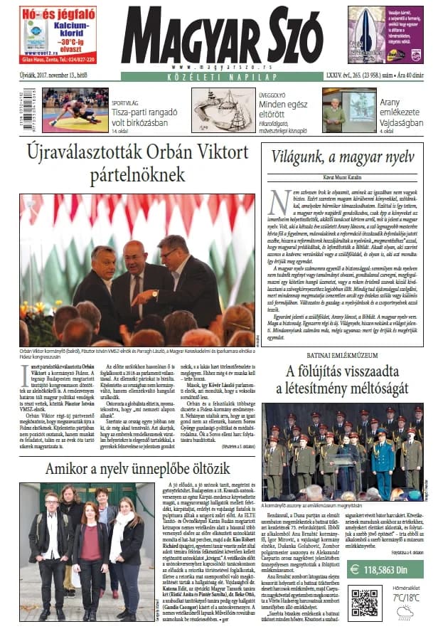 Magyar Szó, 74. évf. 2017. november 13. 265. sz. 1–20. oldal