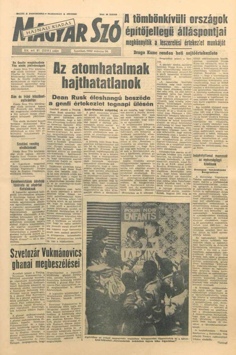 Magyar Szó, 19. évf. 1962. március 24. 81. sz. 1–12. oldal