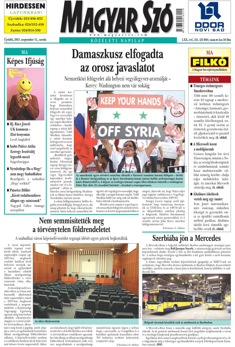Magyar Szó, 70. évf. 2013. szeptember 11. 211. sz. 1–20. oldal