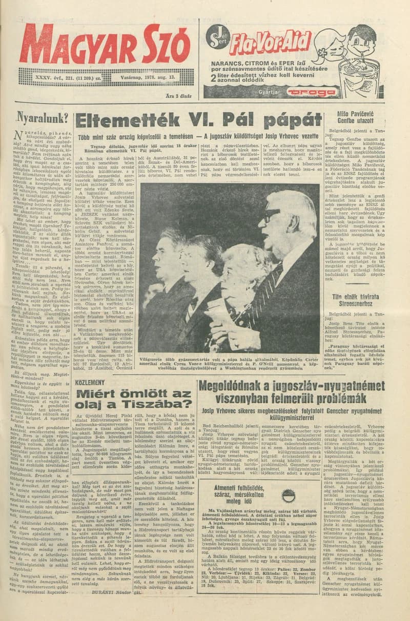 Magyar Szó, 35. évf. 1978. augusztus 13. 221. sz. 1–28. oldal