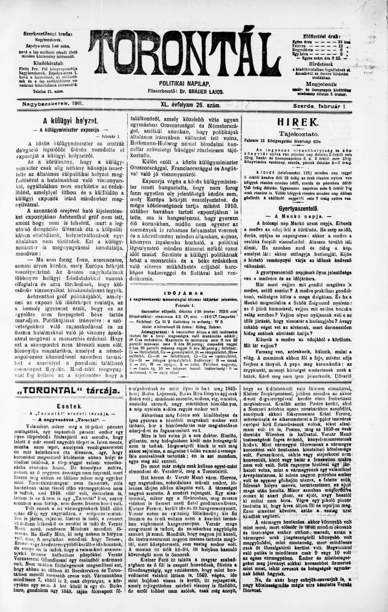 Torontál, 40. évf. 1911. január 26. 21. sz.