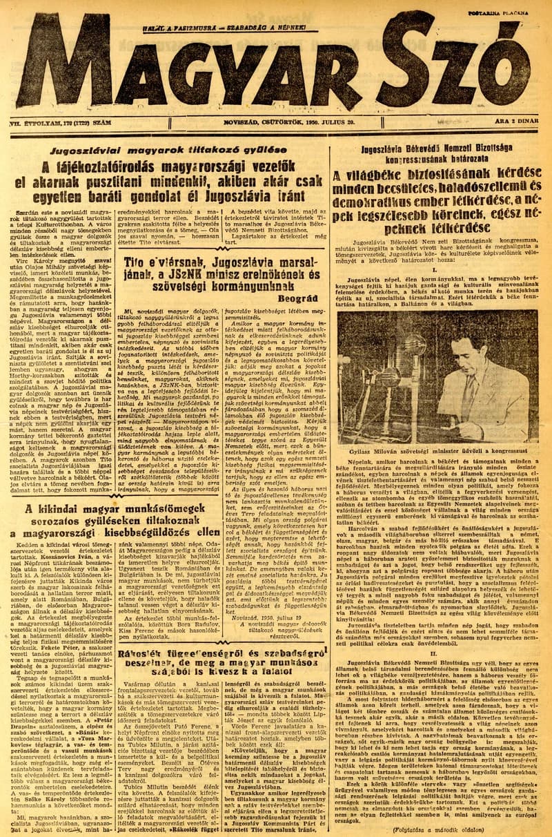 Magyar Szó, 7. évf. 1950. július 20. 170. sz. 1–4. oldal