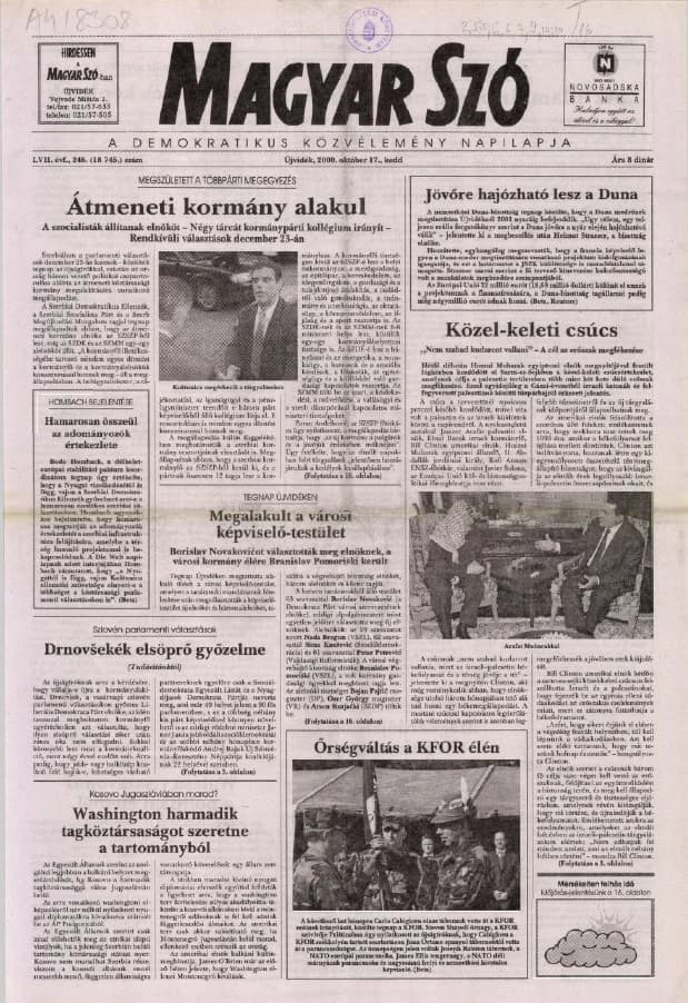 Magyar Szó, 57. évf. 2000. október 17. 246. sz. 1–16. oldal