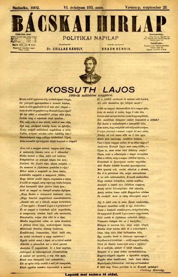Bácskai Hirlap, 6. évf. 1902. szeptember 21. 193. sz.