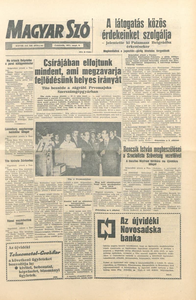 Magyar Szó, 28. évf. 1971. szeptember 9. 248. sz. 1–12. oldal