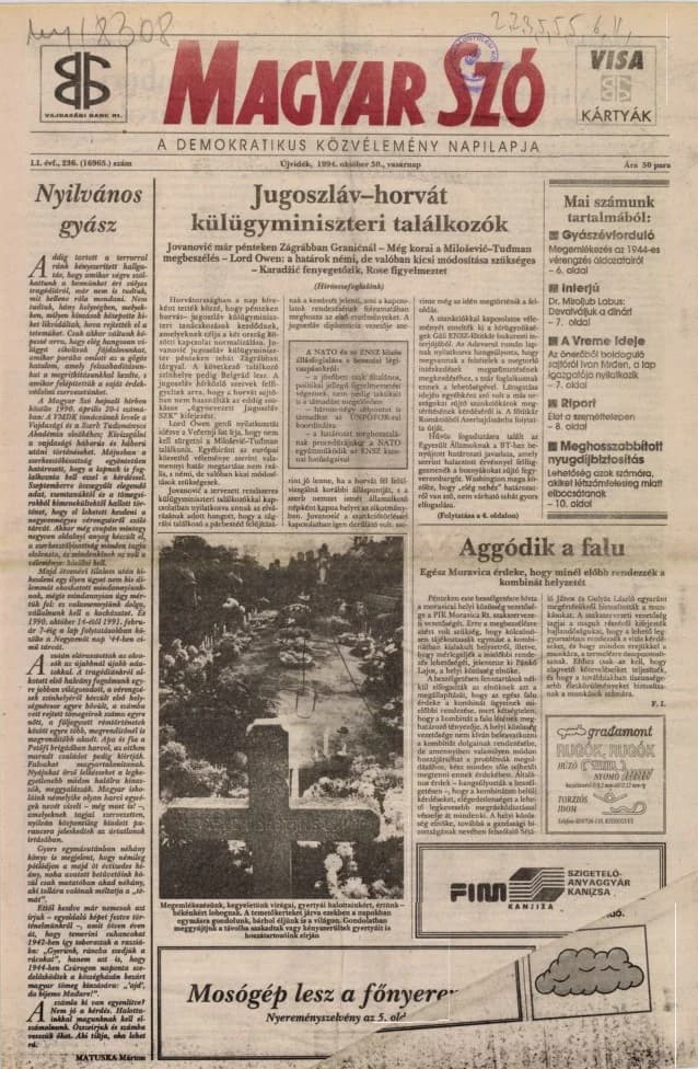 Magyar Szó, 51. évf. 1994. október 30. 236. sz.