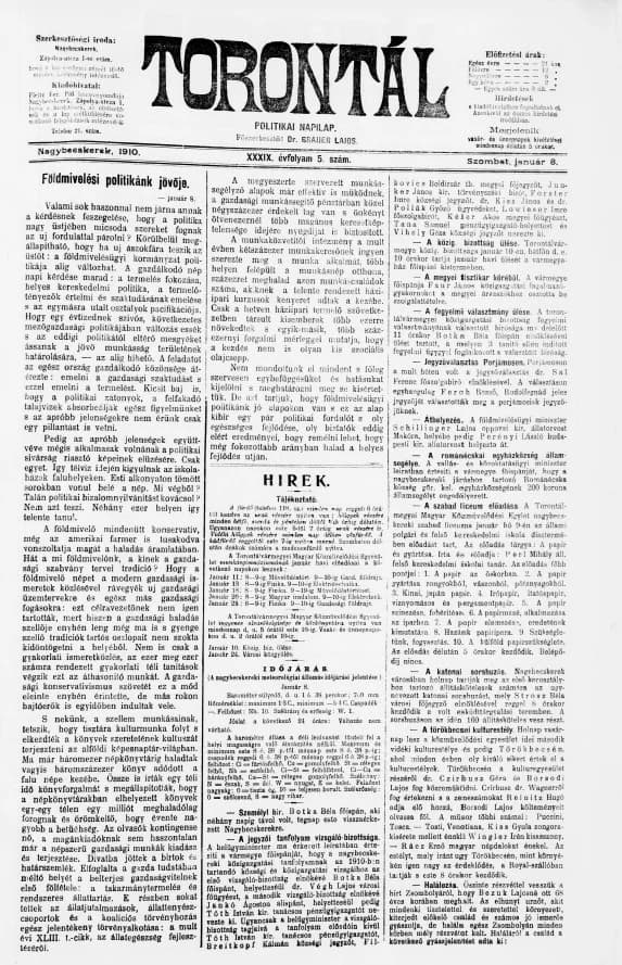 Torontál, 39. évf. 1910. január 8. 5. sz.