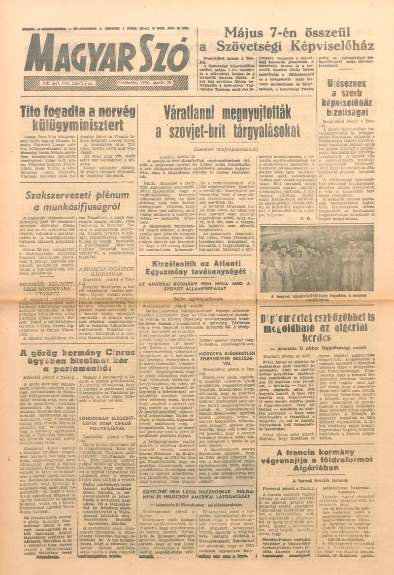 Magyar Szó, 13. évf. 1956. április 26. 114. sz. 1–8. oldal