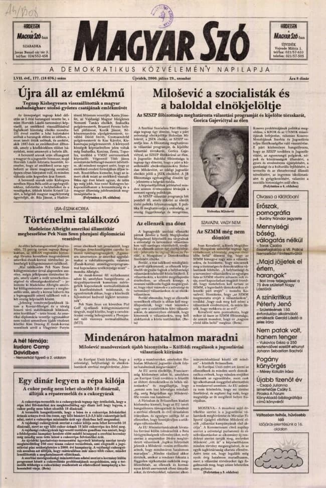 Magyar Szó, 57. évf. 2000. július 29. 177. sz. 1–16. oldal