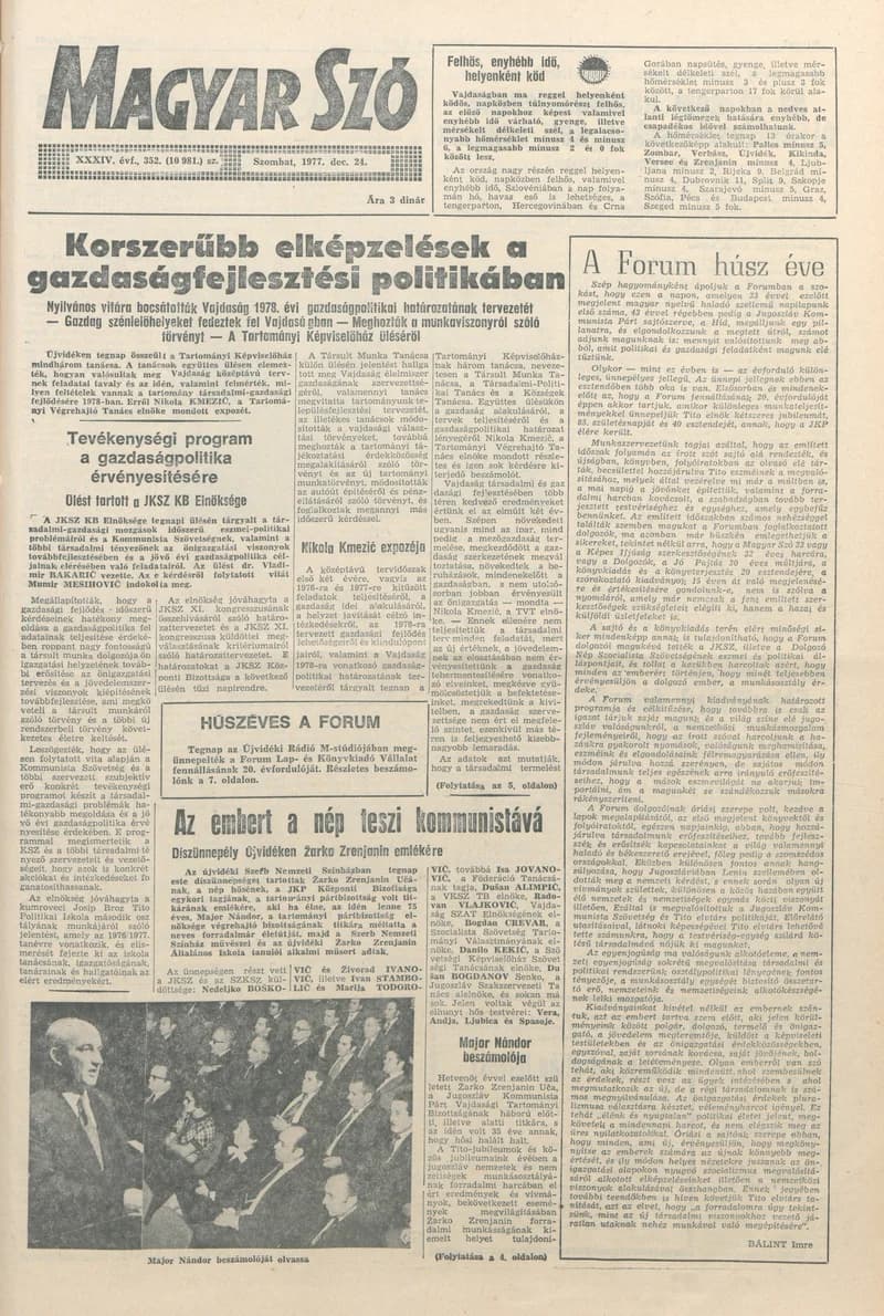 Magyar Szó, 34. évf. 1977. december 24. 352. sz.