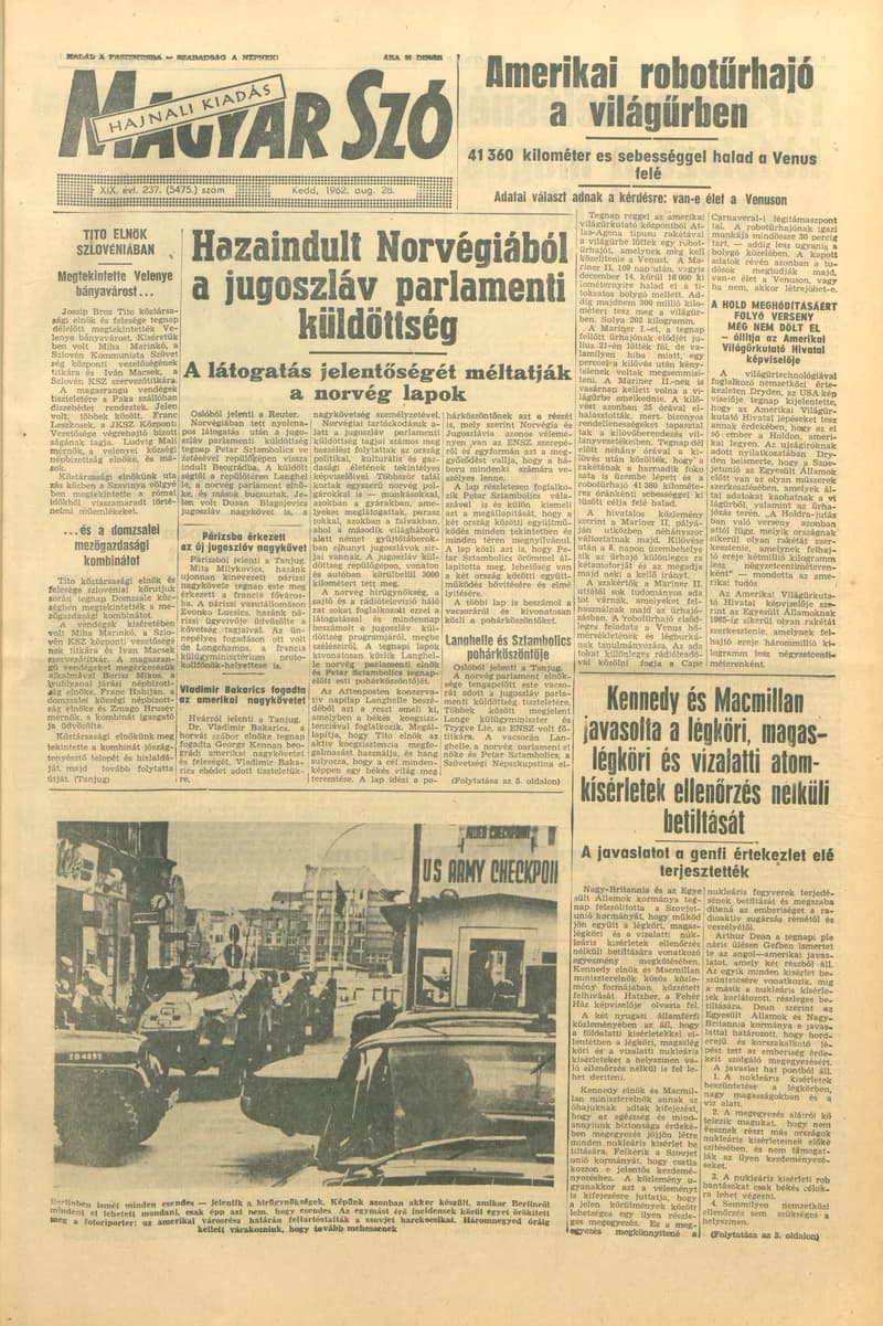 Magyar Szó, 19. évf. 1962. augusztus 28. 237. sz. 1–14. oldal
