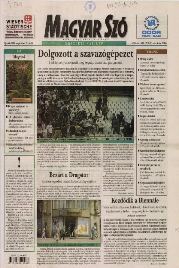 Magyar Szó, 64. évf. 2007. szeptember 25. 224. sz. 1–20. oldal