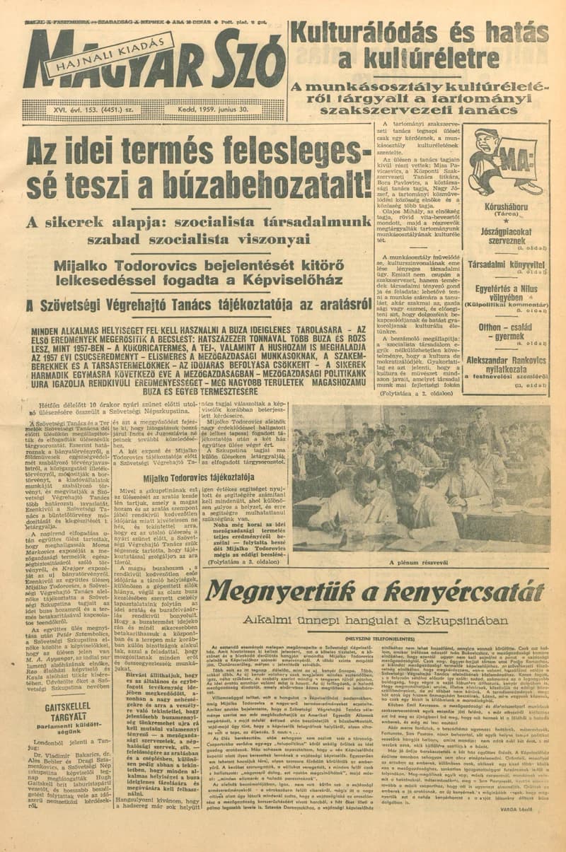 Magyar Szó, 16. évf. 1959. június 30. 153. sz. 1–20. oldal