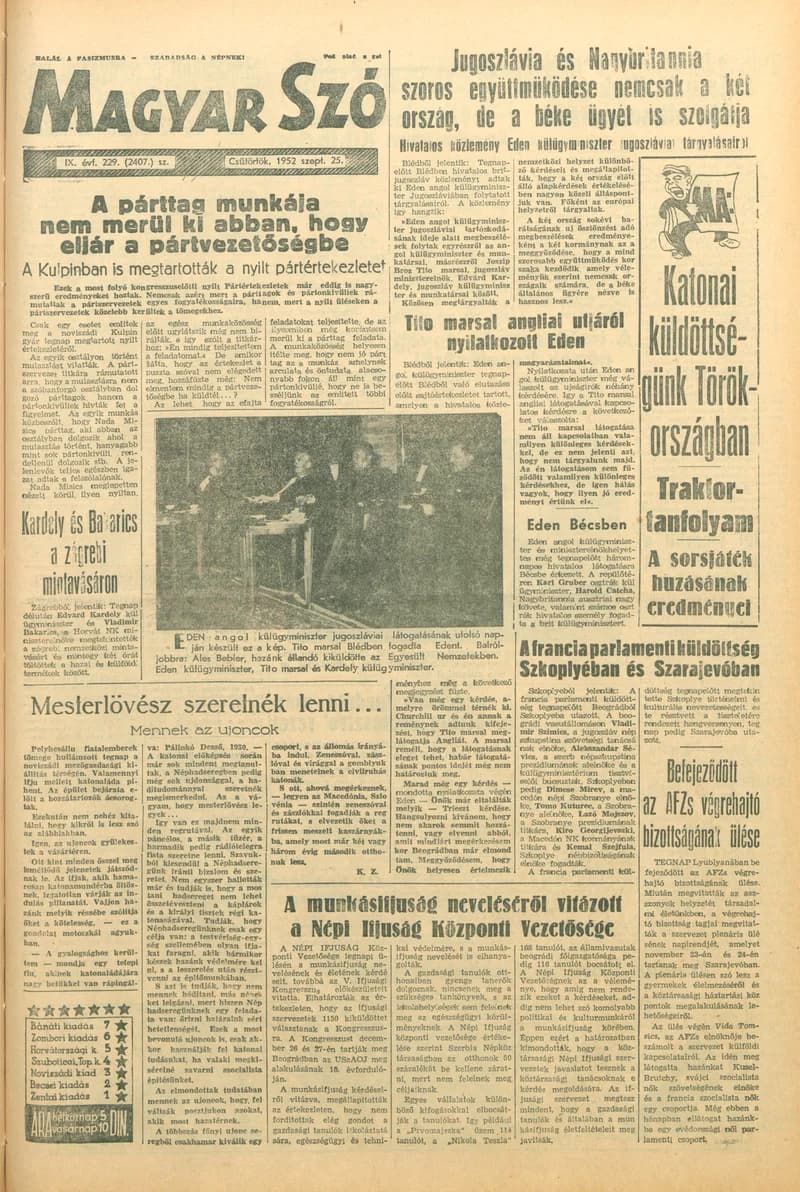 Magyar Szó, 9. évf. 1952. szeptember 25. 229. sz. 1–6. oldal