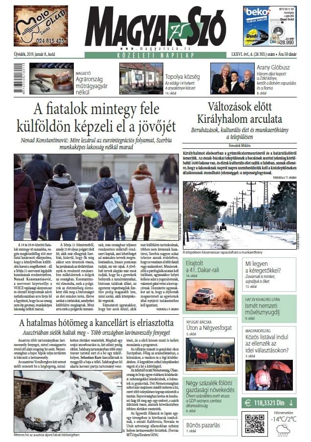 Magyar Szó, 76. évf. 2019. január 8. 4. sz. 1–20. oldal