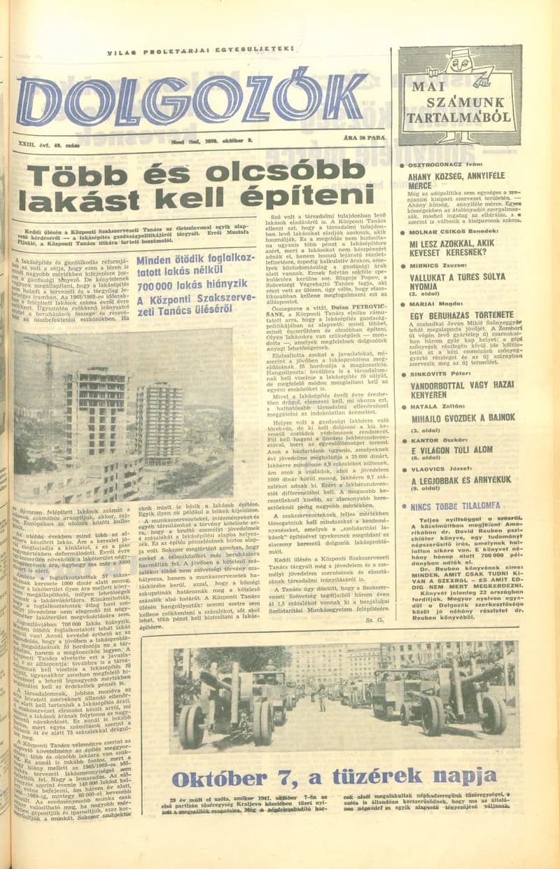 Dolgozók, 24. évf. 1970. október 9. 40. sz.