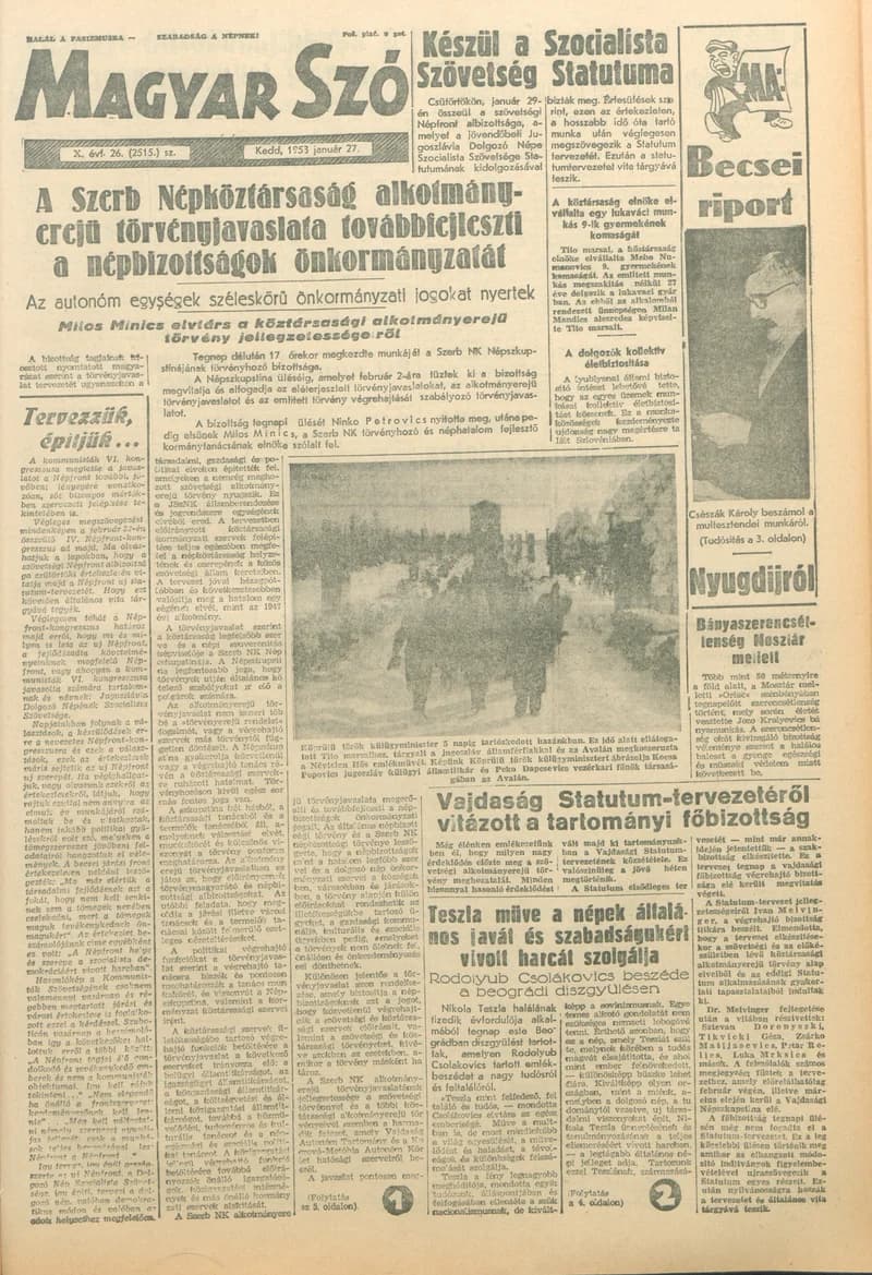Magyar Szó, 10. évf. 1953. január 27. 26. sz. 1–10. oldal