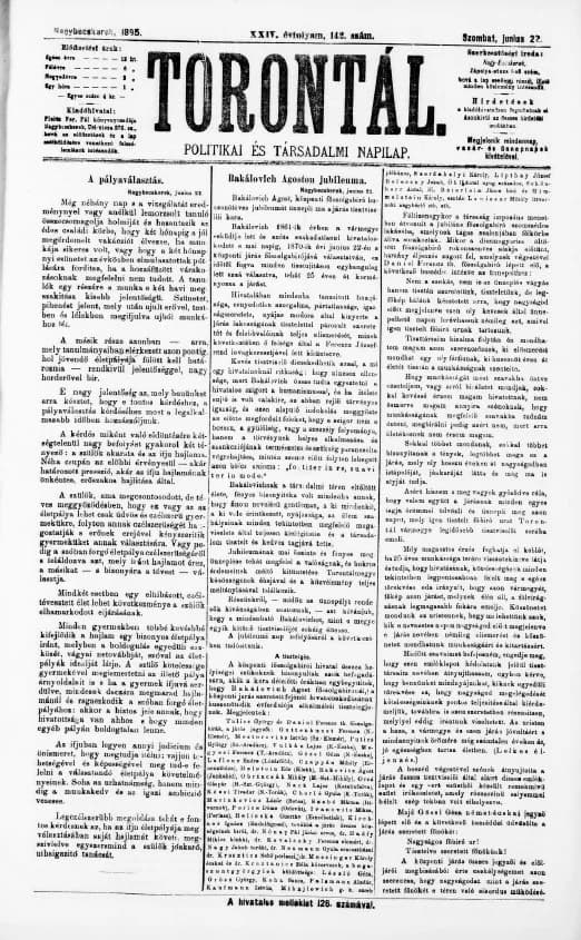 Torontál, 24. évf. 1895. június 22. 142. sz.