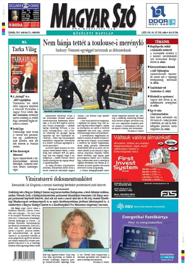 Magyar Szó, 69. évf. 2012. március 22. 66. sz. 1–20. oldal