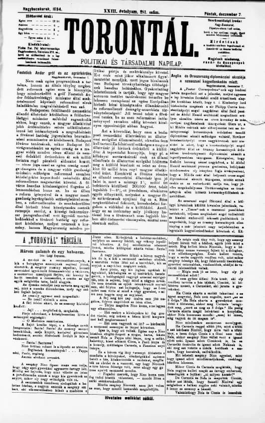 Torontál, 23. évf. 1894. december 7. 281. sz.