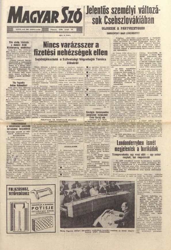 Magyar Szó, 26. évf. 1969. szeptember 26. 266. sz. 1–12. oldal