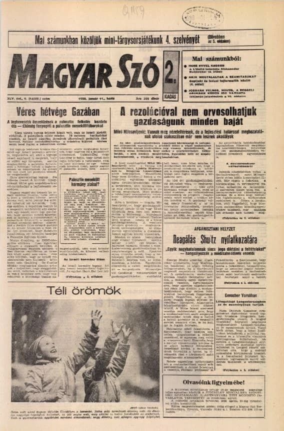 Magyar Szó, 45. évf. 1988. január 11. 9. sz. 1–20. oldal