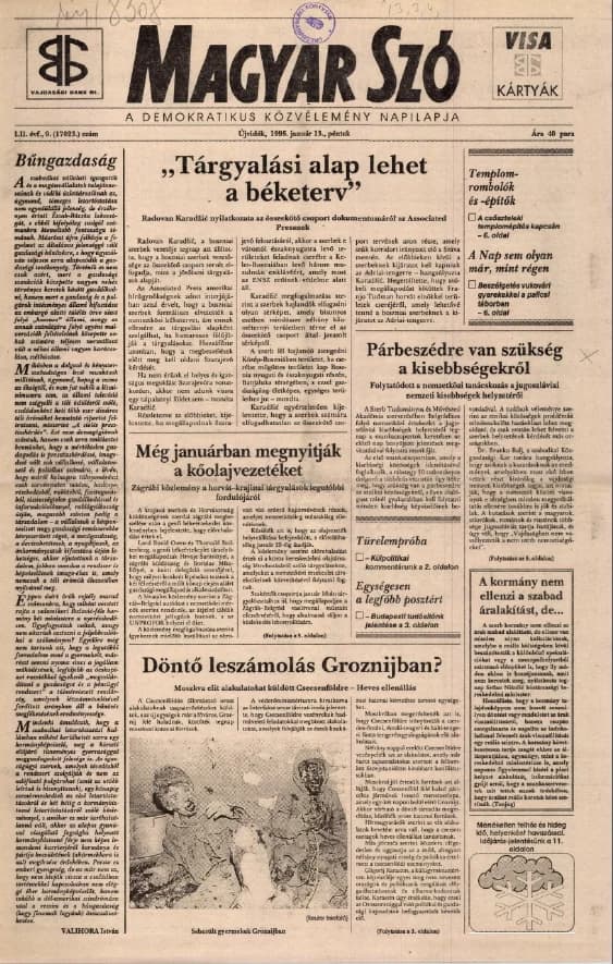 Magyar Szó, 52. évf. 1995. január 13. 9. sz. 1–16. oldal