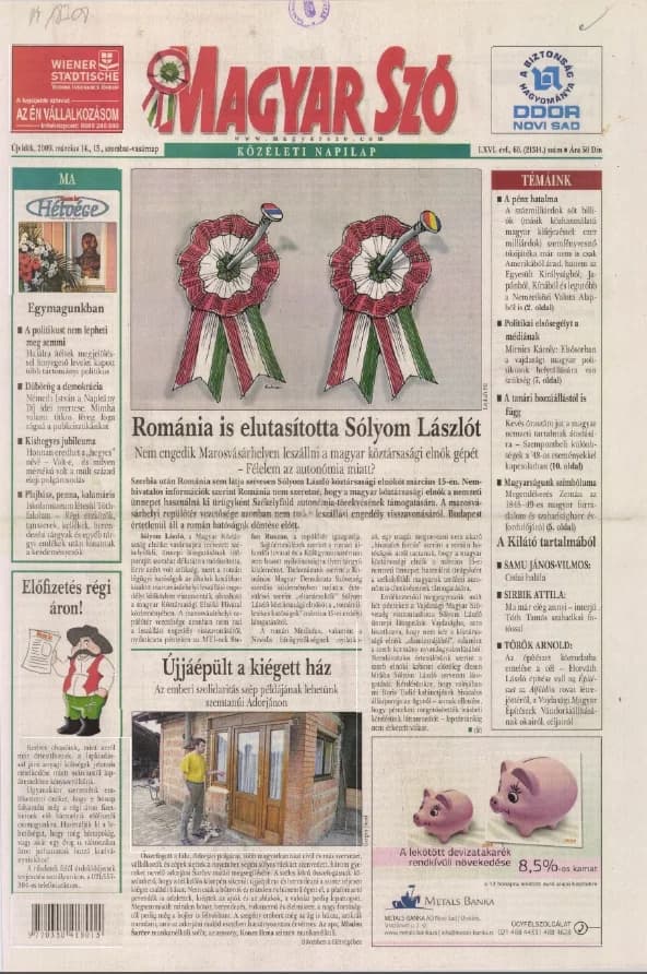 Magyar Szó, 66. évf. 2009. március 14. – 15. 60. sz. 1–52. oldal