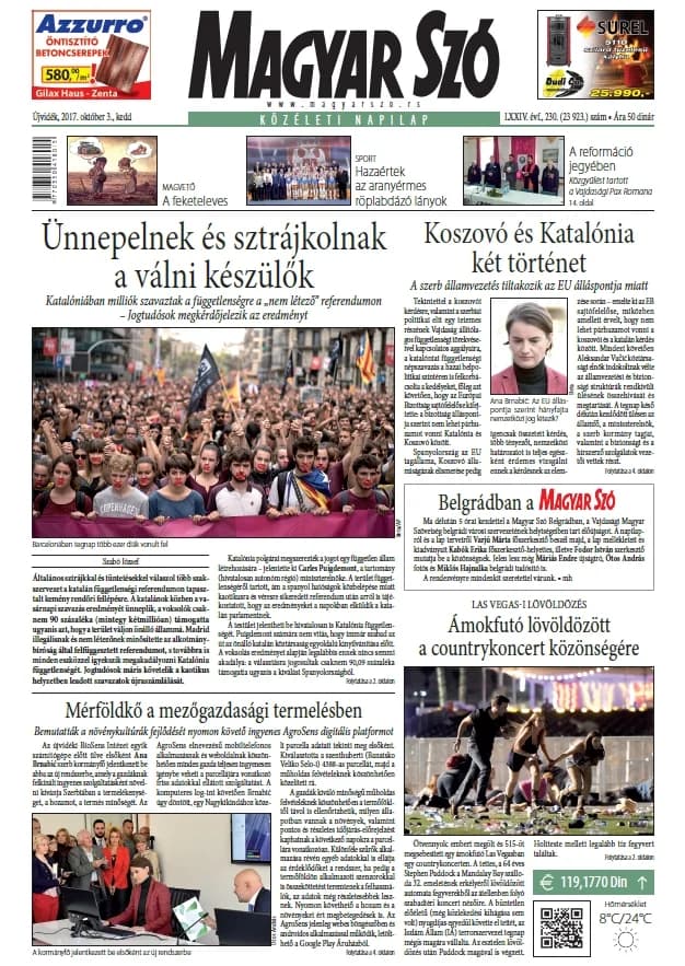 Magyar Szó, 74. évf. 2017. október 3. 230. sz. 1–20. oldal