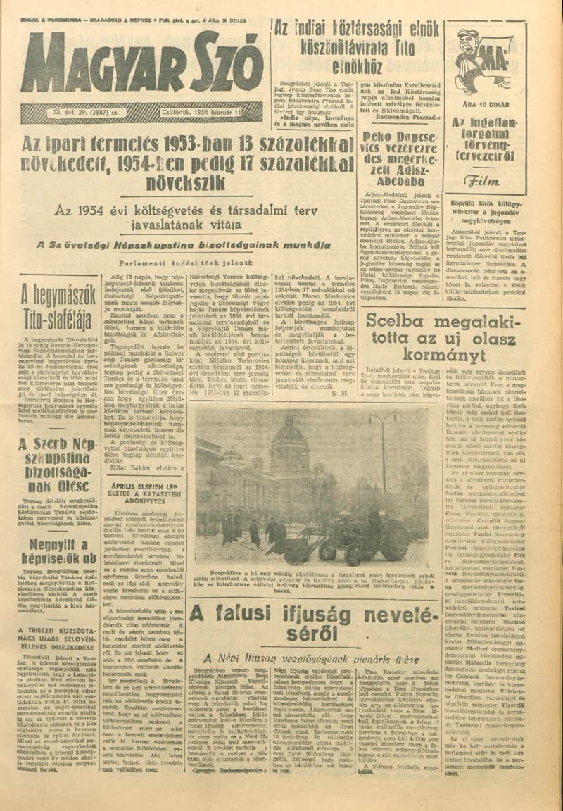 Magyar Szó, 11. évf. 1954. február 11. 39. sz. 1–10. oldal