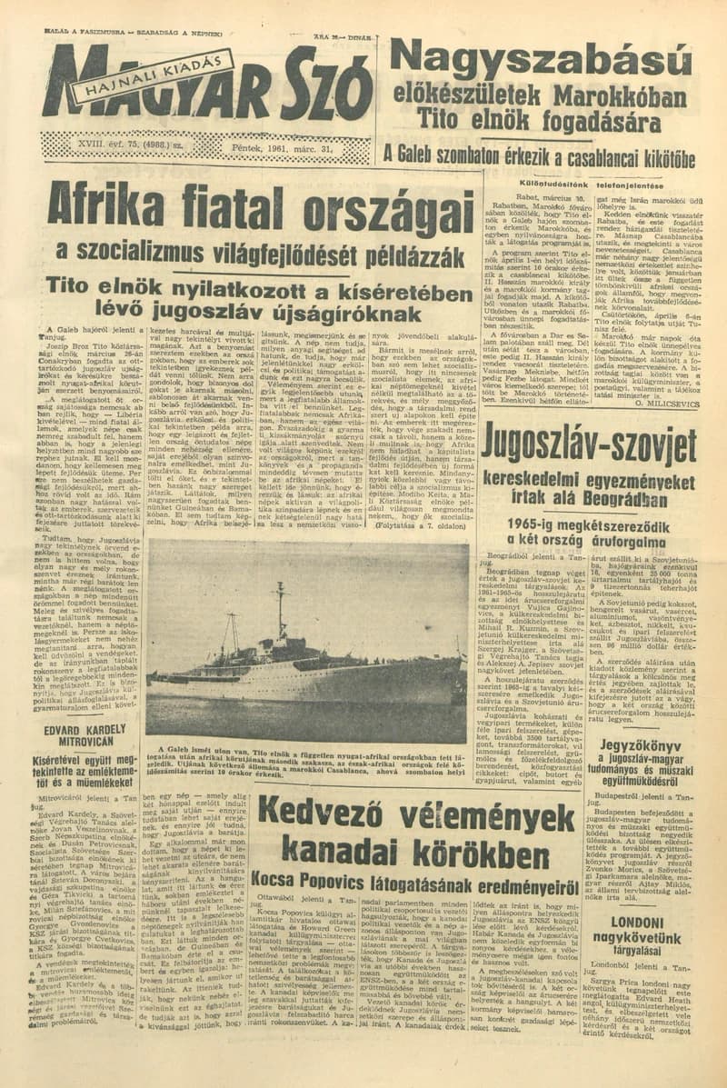 Magyar Szó, 18. évf. 1961. március 31. 75. sz. 1–16. oldal