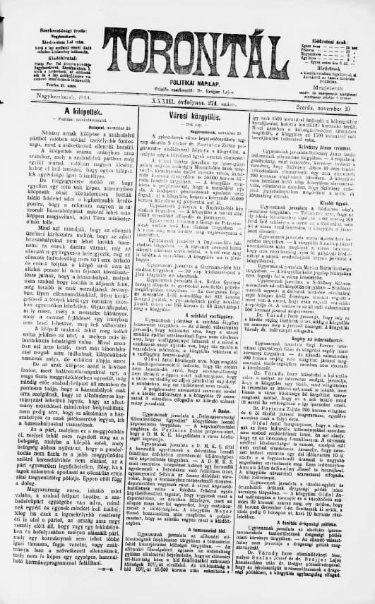 Torontál, 33. évf. 1904. november 30. 274. sz.