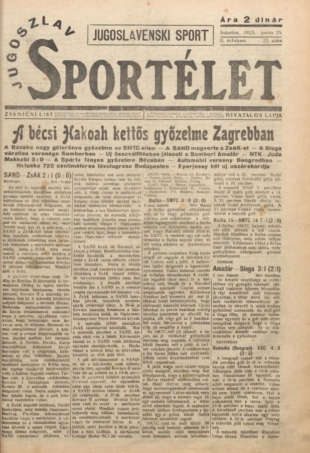 Jugoszláv sportélet, 2. évf. 1923. június 25. 23. sz.