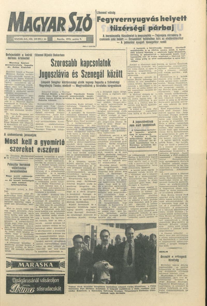 Magyar Szó, 33. évf. 1976. május 5. 122. sz. 1–20. oldal